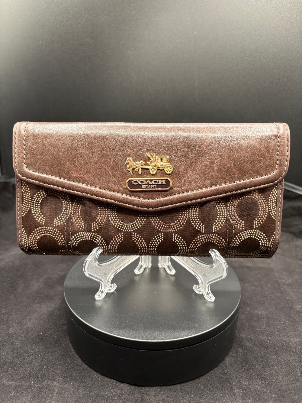 Coach Madison Op Art Dotted Trifold Wallet
